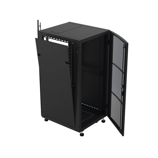 Gabinete Profesional para Telecomunicaciones de Piso, 24 UR, 600 mm de Profundidad, Puerta Ventilada y Chapa de Segurida