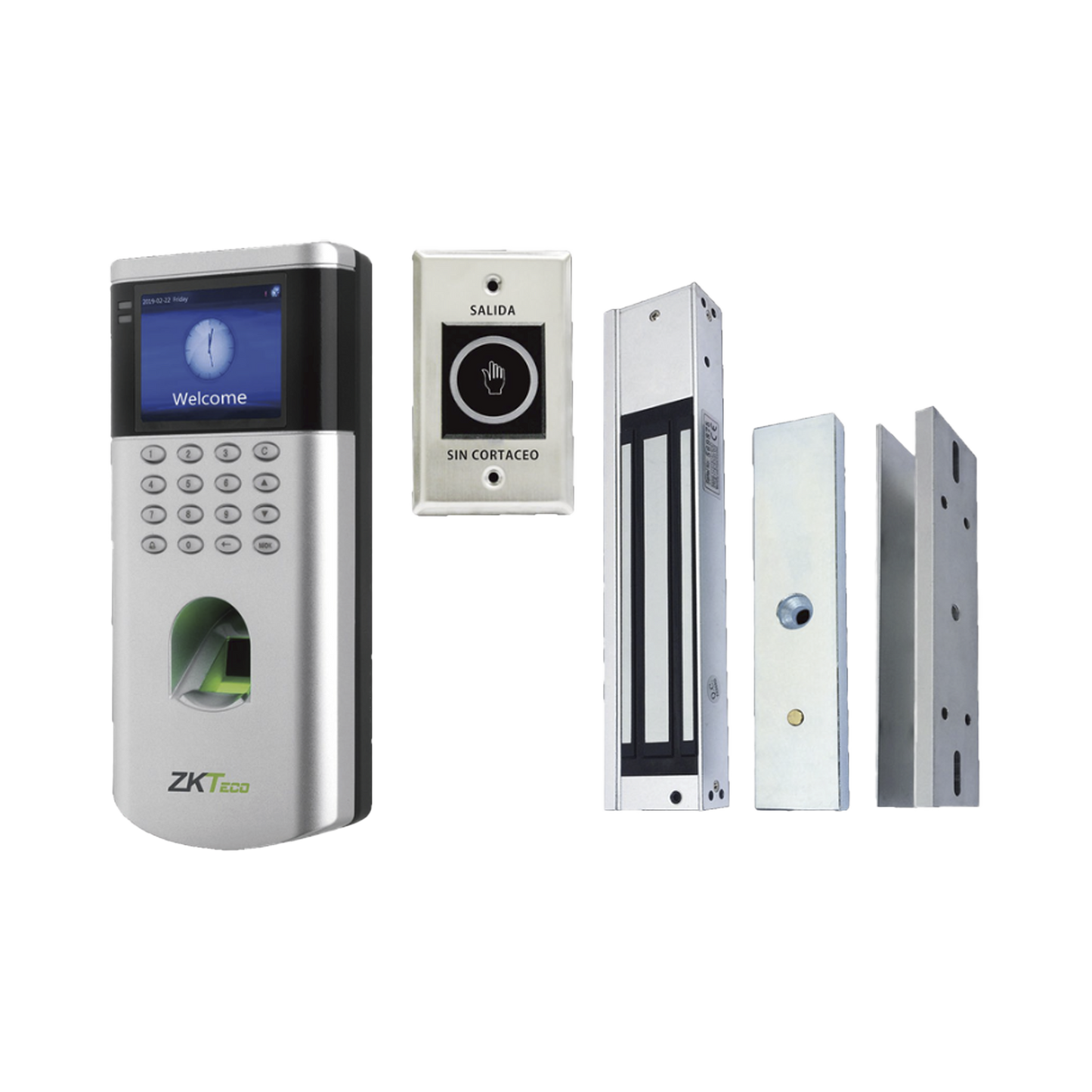 KIT de Control de Acceso LF10/ PUSH / Compatible con ZKBioAccess / 1,500 Usuarios / Chapa magnÃ©tica / BotÃ³n de Salida / Tarjeta de proximidad