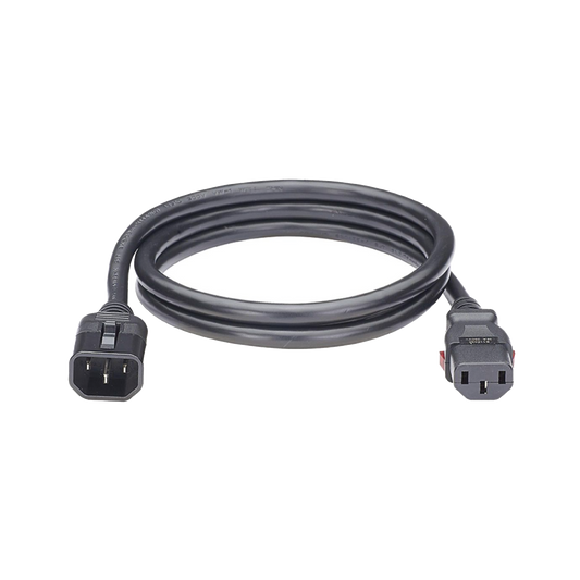 Cable de Alimentación Eléctrica Con Bloqueo de Seguridad, de IEC C14 a IEC C13, 1.8 Metros de Largo, Color Negro, Paquete de 10 Piezas