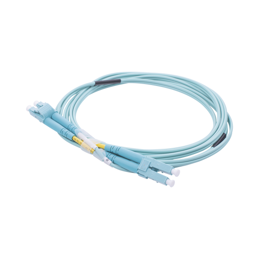 Jumper de Fibra Óptica Multimodo OM3 50/125 LC-LC OFNR (Riser), 2.0 mm, Dúplex, Aqua, 2 metros | LINKEDPRO BY EPCOM