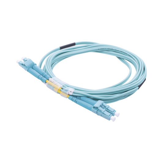Jumper de Fibra Óptica Multimodo OM3 50/125 LC-LC OFNR (Riser), 2.0 mm, Dúplex, Aqua, 3 metros | LINKEDPRO BY EPCOM