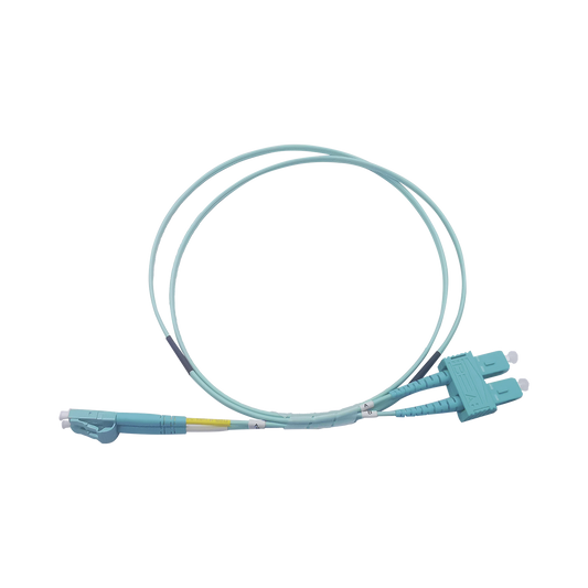 Jumper de Fibra Óptica Multimodo OM3 50/125 LC-SC OFNR (Riser), 2.0 mm, Dúplex, Aqua, 2 metros | LINKEDPRO BY EPCOM