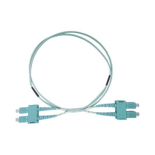 Jumper de Fibra Óptica Multimodo OM3 50/125 SC-SC OFNR (Riser), 2.0 mm, Dúplex, Aqua, 3 metros | LINKEDPRO BY EPCOM