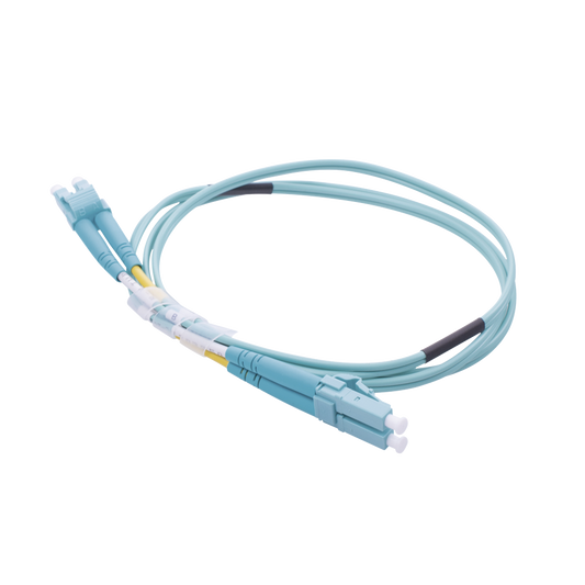 Jumper de Fibra Óptica Multimodo OM4 50/125 LC-LC OFNR (Riser), 2.0 mm, Dúplex, Aqua, 1 metro | LINKEDPRO BY EPCOM