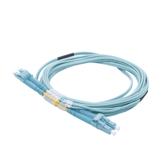 Jumper de Fibra Óptica Multimodo OM4 50/125 LC-LC OFNR (Riser), 2.0 mm, Dúplex, Aqua, 3 metros | LINKEDPRO BY EPCOM