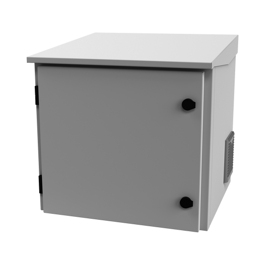 Gabinete de Exterior con Rack de 19" de 9UR con Ventiladores y Termostato (Montaje a poste o torre se vende por separado