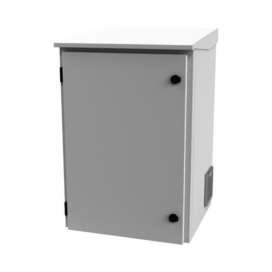 Gabinete de Exterior con Rack de 19" de 16U con Ventiladores y Termostato (Montaje a poste o torre se vende por separado