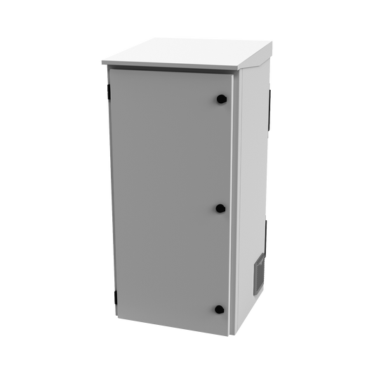 Gabinete de Exterior con Rack de 19" de 24U con Ventiladores y Termostato (Montaje a poste o torre se vende por separado