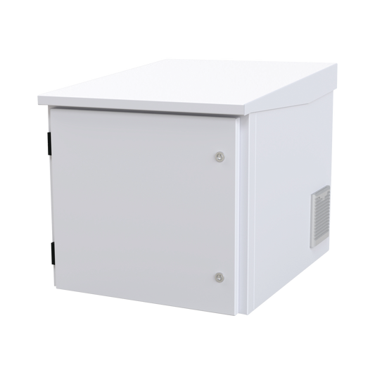 Gabinete PROFUNDO hasta 705 mm de profundidad, de Exterior de 9UR con Ventiladores y Termostato (Montaje a poste o torre