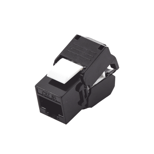 Módulo Jack Keystone Cat5e (toolless), con terminación en ángulo 180 º Color Negro, Compatible con Faceplate y Patchpane