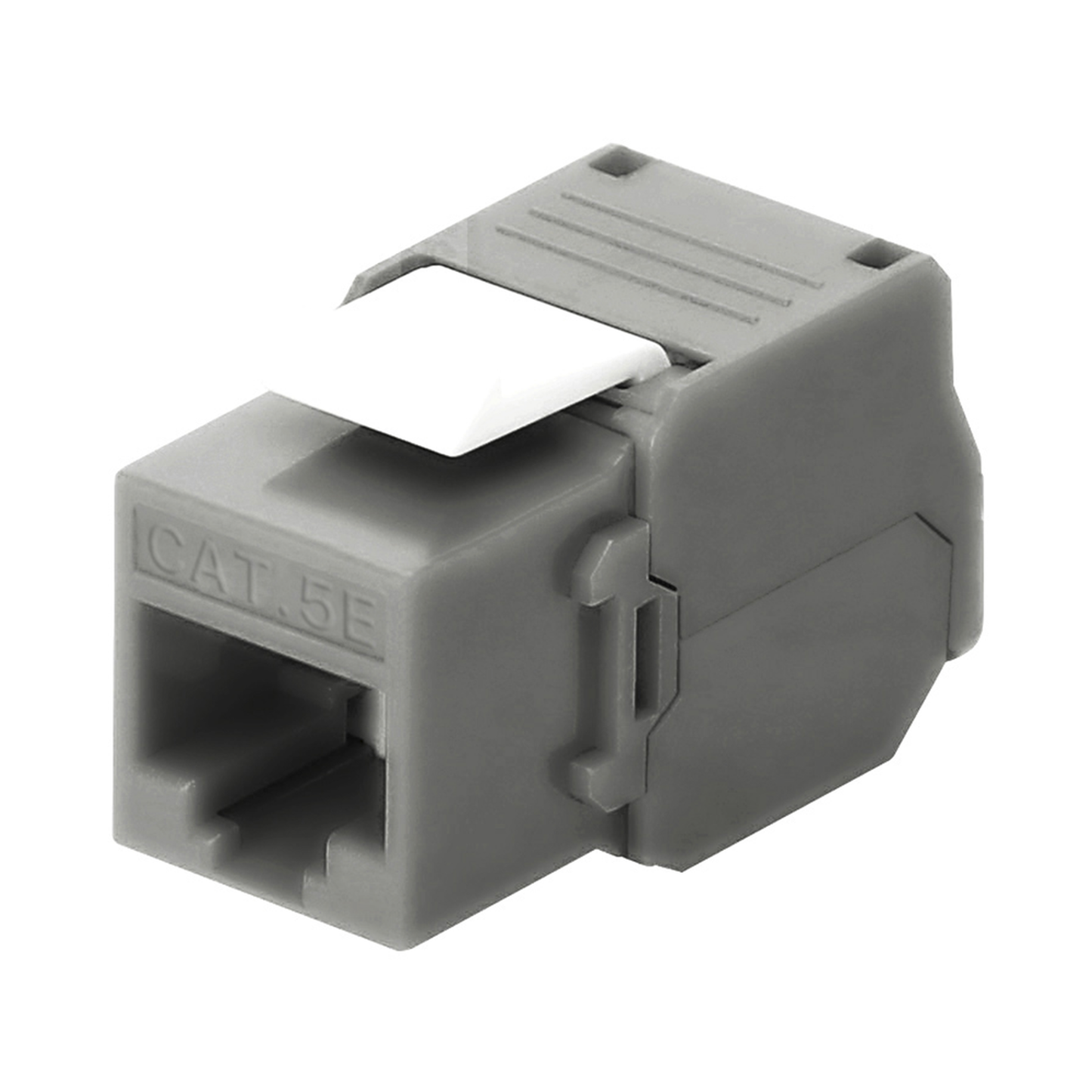 Módulo Jack Keystone Cat5e (toolless), con terminación en ángulo 180 º Color Gris, Compatible con Faceplate y Patchpanel