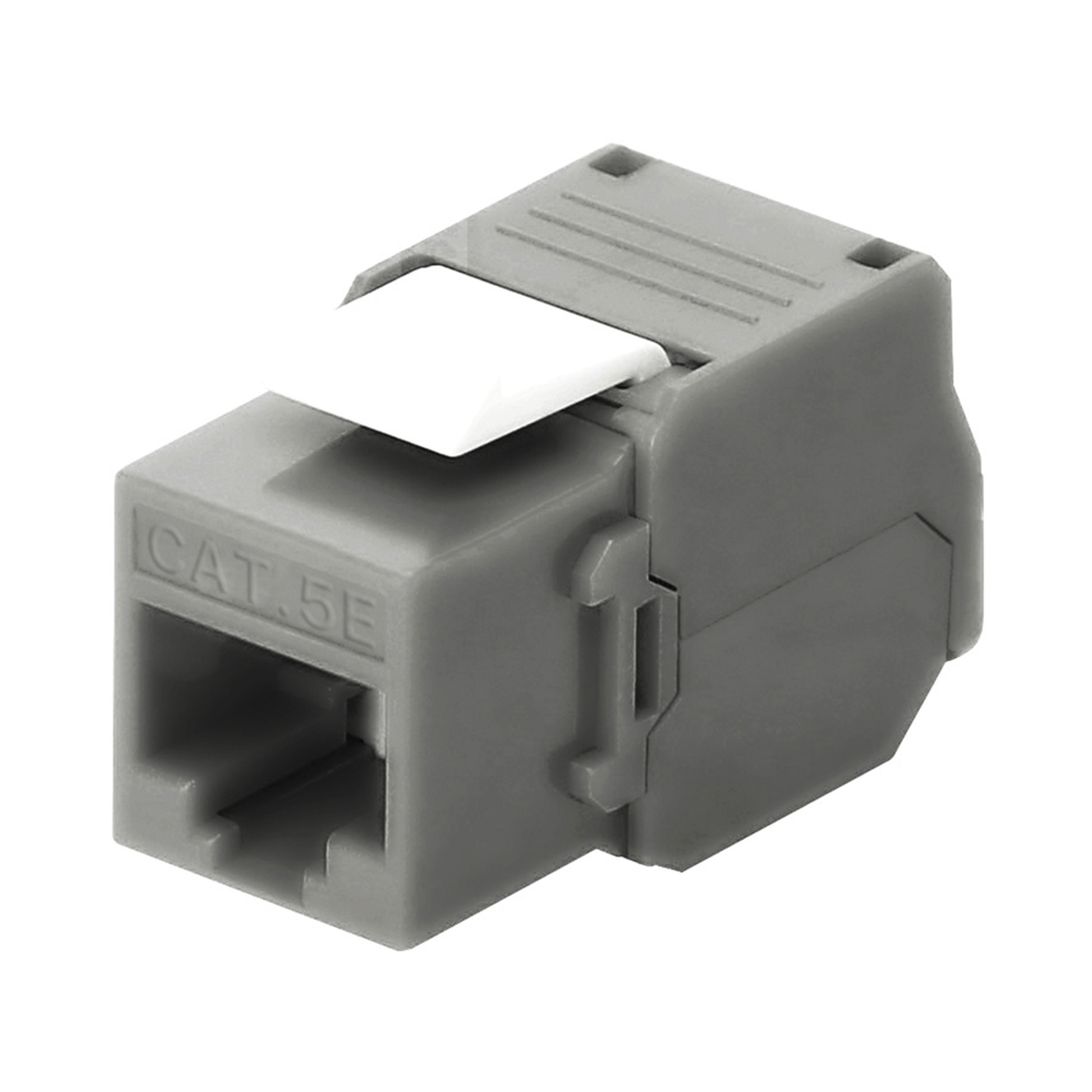 Módulo Jack Keystone Cat5e (toolless), con terminación en ángulo 180 º Color Gris, Compatible con Faceplate y Patchpanel