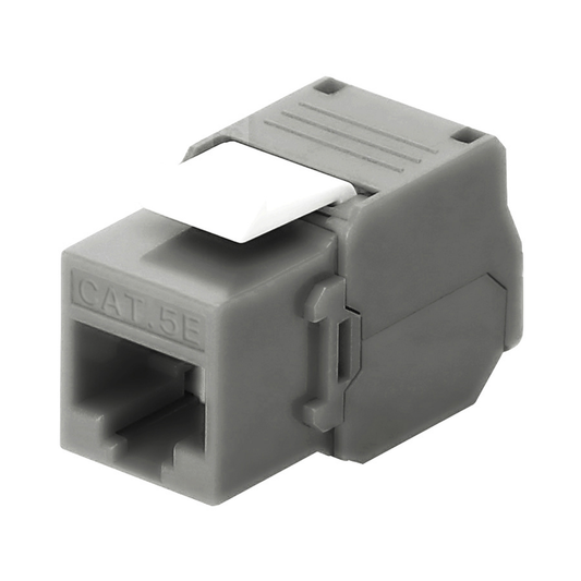 Módulo Jack Keystone Cat5e (toolless), con terminación en ángulo 180 º Color Gris, Compatible con Faceplate y Patchpanel