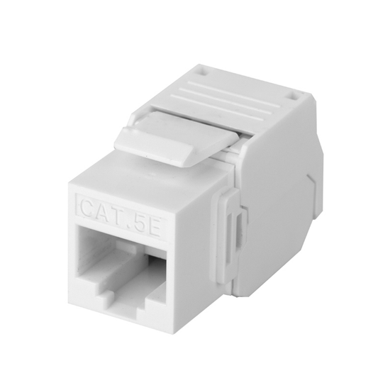 Módulo Jack Keystone Cat5e (toolless), con terminación en ángulo 180 º Color Blanco, Compatible con Faceplate y Patchpan