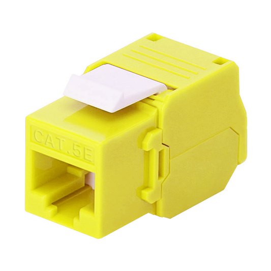 Módulo Jack Keystone Cat5e (toolless), con terminación en ángulo 180 º Color Amarillo, Compatible con Faceplate y Patchp