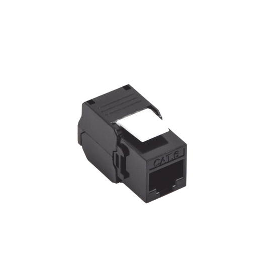 Módulo Jack Keystone Cat6 (toolless), con terminación en ángulo 180 º Color Negro, Compatible con Faceplate y Patchpanel