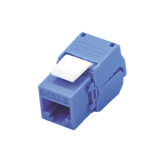 Módulo Jack Keystone Cat6 (toolless), con terminación en ángulo 180 º Color Azul, Compatible con Faceplate y Patchpanel 