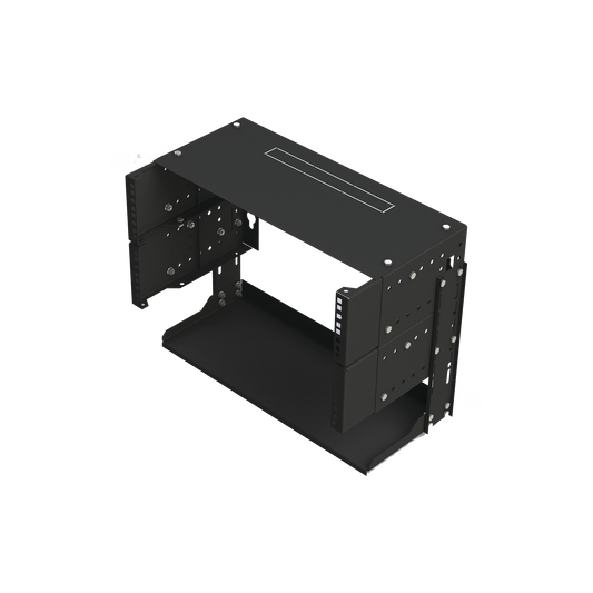 Rack Abierto de montaje en Pared, de 19in, 5 Unidades de rack, Profundidad Ajustable (8" a 12") con Charola de Uso Múlti