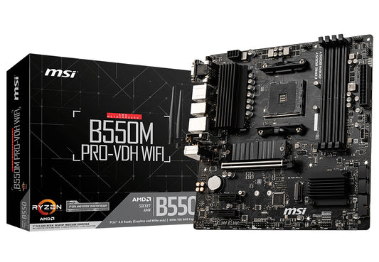 Motherboard MSI B550M , DDR4-SDRAM, 128 GB, AMD, Zócalo AM4, Micro ATX