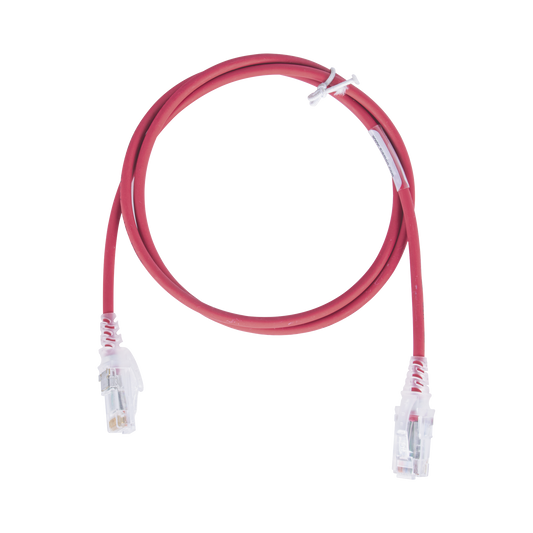 Patch Cord MC6 Modular Cat6 UTP, CM/LS0H, 3ft, Color Rojo, DiÃ¡metro Reducido (28AWG), VersiÃ³n Bulk (Sin empaque individual)