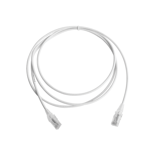 Patch Cord MC6 Modular Cat6 UTP, CM/LS0H, 7ft, Color Blanco, Diámetro Reducido (28AWG), Versión Bulk (Sin Empaque Individual)