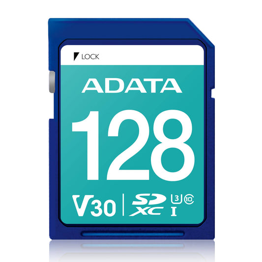 Secure Digital ADATA V30 SDXC UHS-I U3 ADATA ASDX128GUI3V30S-R, 128 GB, Clase 10