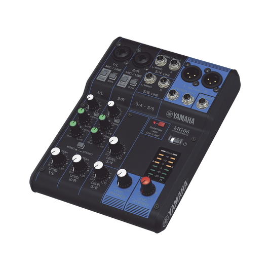 Mezcladora de Audio | 6 Canales | 2 entradas de micro/6 de lÃ­nea (2 mono + 2 estÃ©reo) | AlimentaciÃ³n Phantom