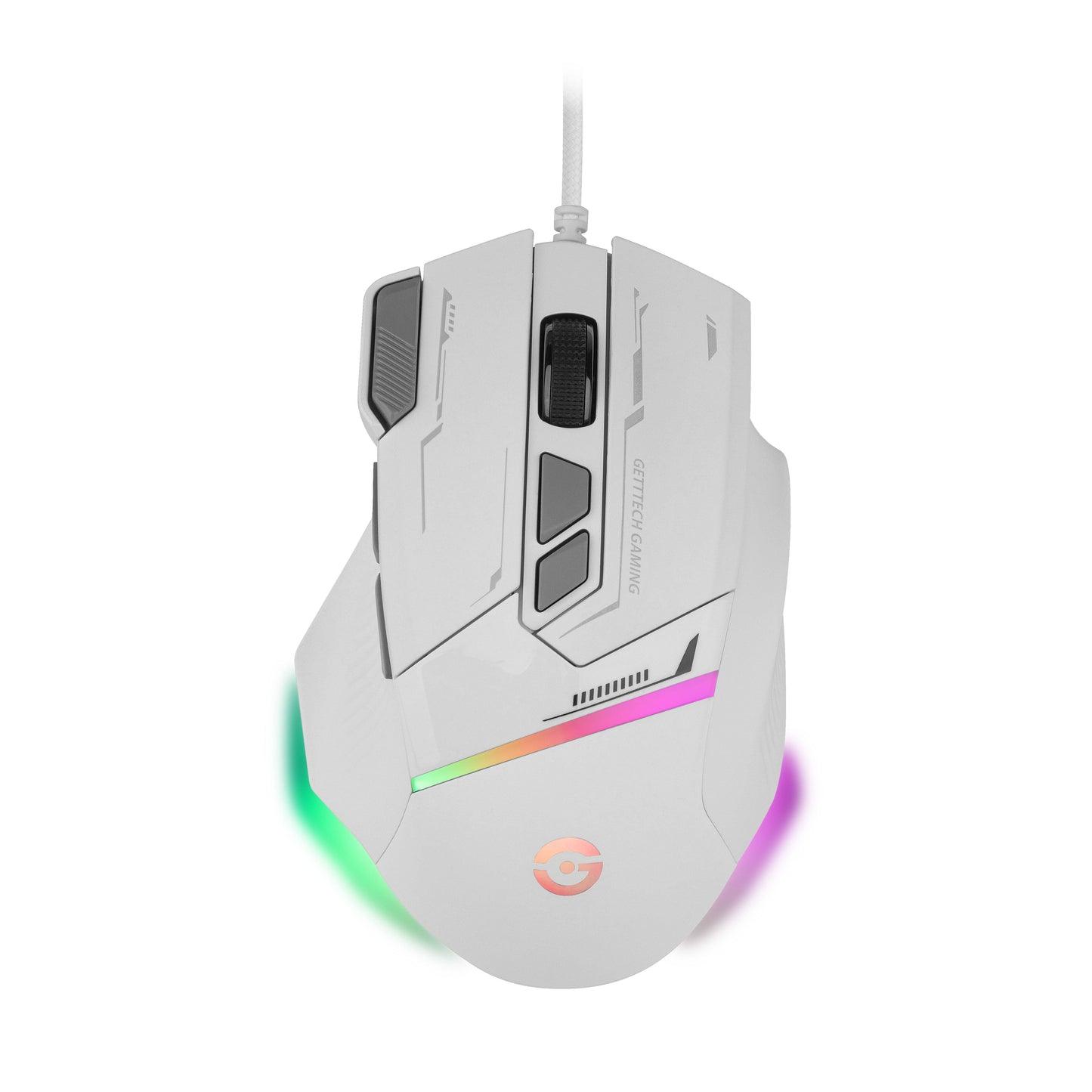Mouse Gamer, Getttech, Blanco - Modelo GPM-RGBWR-G1-WH