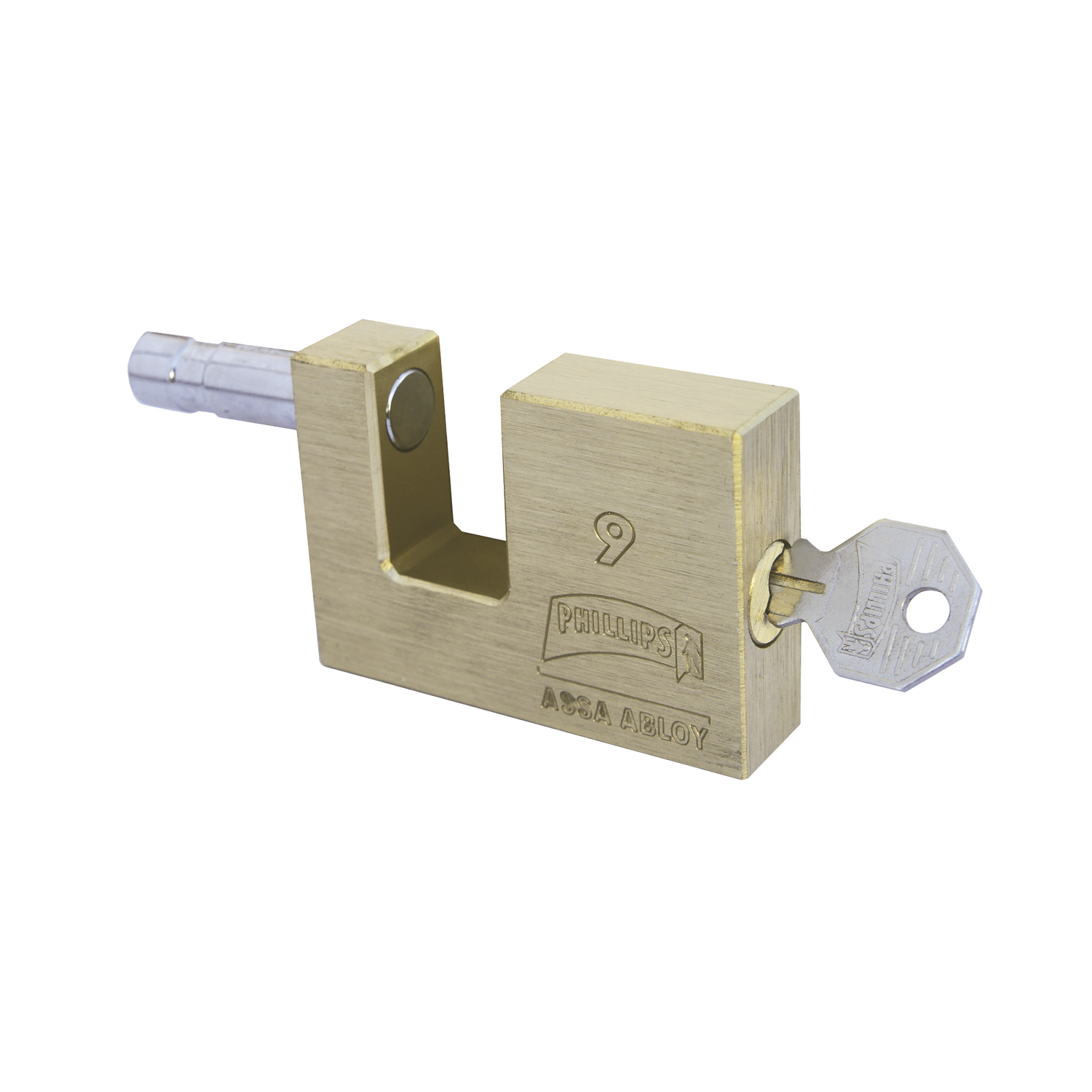 Candado para Cortina Metálica # 9 / Llave PH-52 para 5 pernos de combinación / Cuerpo de Latón. | PHILLIPS-ASSA ABLOY