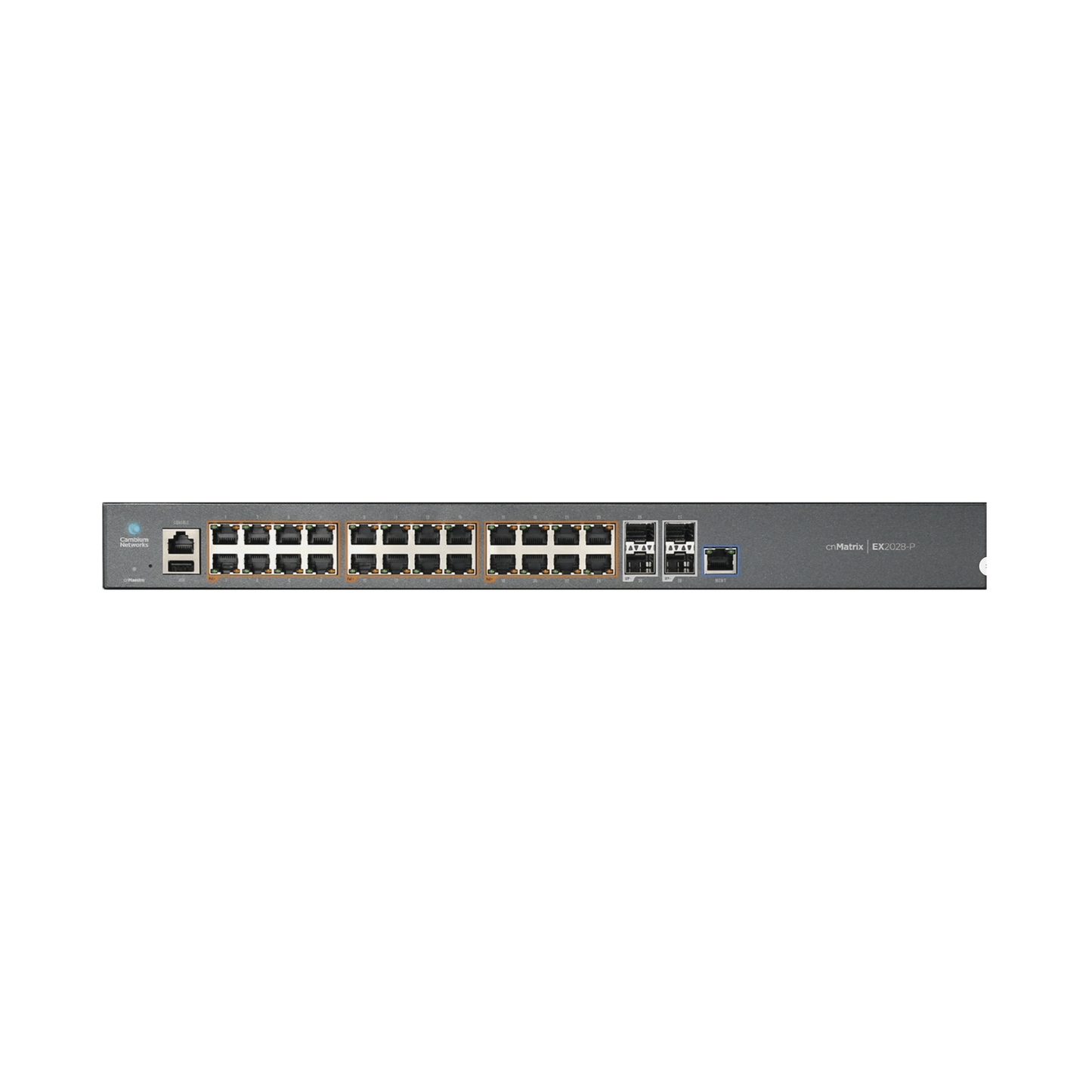 Switch cnMatrix EX2028-P capa 3 de 28 puertos (24 PoE Gigabit 802.3af/at, 4 SFP+) administraciÃ³n desde la Nube (MX-EX2028PxA-U)