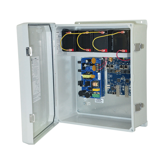Fuente de AlimentaciÃ³n para PoE / 2 Entradas 1G Fiber SFP / 4 Salidas 10/100/1000 PoE/PoE+ configurable para 2 Salidas 60W Hi-PoE / Nema IP66 / Con capacidad de baterÃ­a de respaldo / Requiere baterÃ­a
