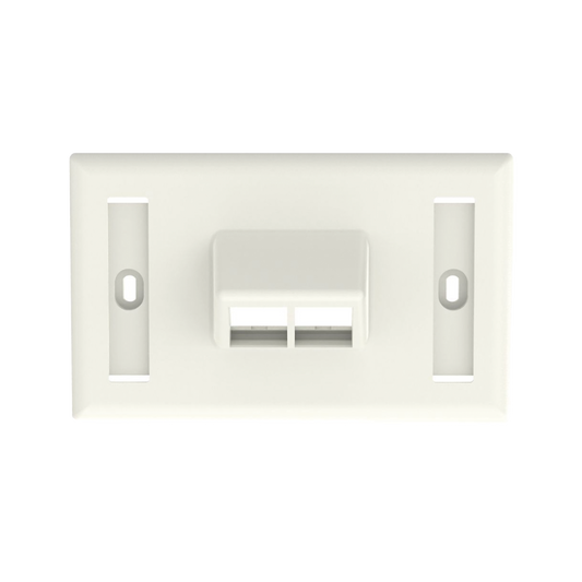 Placa de Pared Horizontal, Salida Para 2 Puertos Keystone, Con Espacios Para Etiquetas, Color Blanco Mate