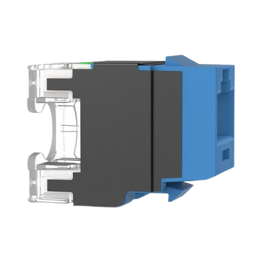 Conector Jack Estilo 110 (de Impacto), Tipo Keystone, Categoría 6A, de 8 posiciones y 8 cables, Color Azul