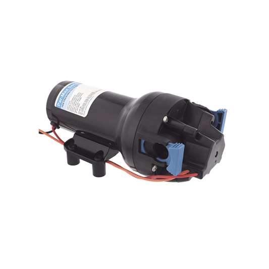 Bomba controlada por presiÃ³n Par Max para trabajo pesado a 12 Vcd, caudal de 6 GPM, presiÃ³n mÃ¡xima 40 psi, para manguera de entrada con orificio de 38 mm (1Â½â€), manguera de descarga con orificio de 25 mm (1â€)