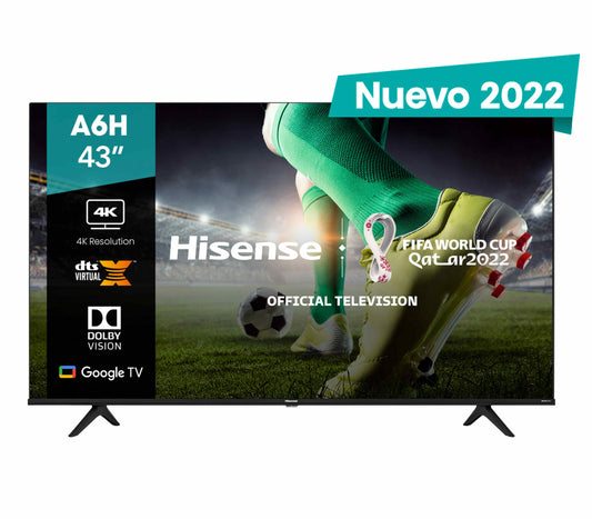 Televisor Hisense 43A6H, 43 pulgadas, LED 4K UHD,  3840 x 2160 Pixeles, SMART GOOGLE