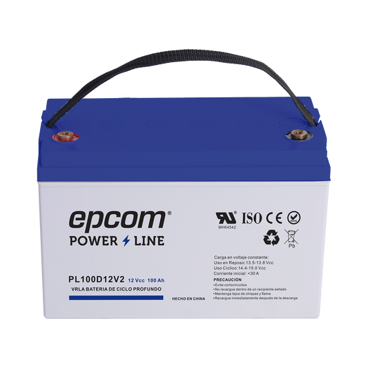 Batería 12 Vcc / 100 Ah / UL / Tecnología AGM-VRLA / CICLO PROFUNDO / Para uso en aplicaciones fotovoltaicas y de emergencia / Terminales T4