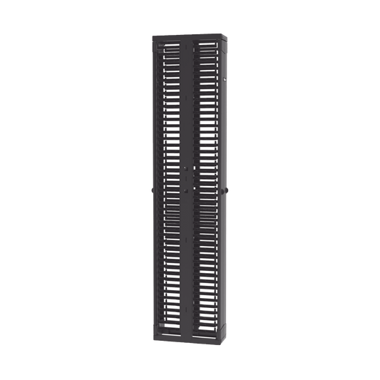 Organizador Vertical PatchRunnerâ„¢, Doble (Frontal y Posterior), Para Rack Abierto de 45 Unidades, 8in de Ancho, Color Negro