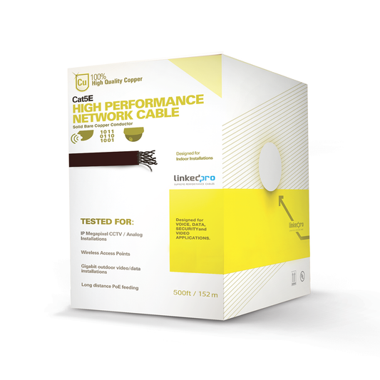 Cable Cat5e de alto rendimiento certificaciones ETL, UL, de 500 ft ( 152.5 m ) de color Blanco, para aplicaciones en vid