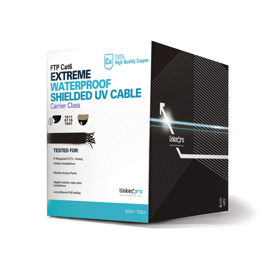 Bobina de 152.5 metros Cat6+ CALIBRE 23 Exterior Blindado tipo FTP Para Climas Extremos, UL para aplicaciones de video v