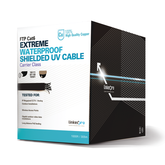 Bobina de cable 305 Metros Cat6+ CALIBRE 23, Climas EXTREMOS, Color negro, sin blindar, para intemperie. | LINKEDPRO BY 