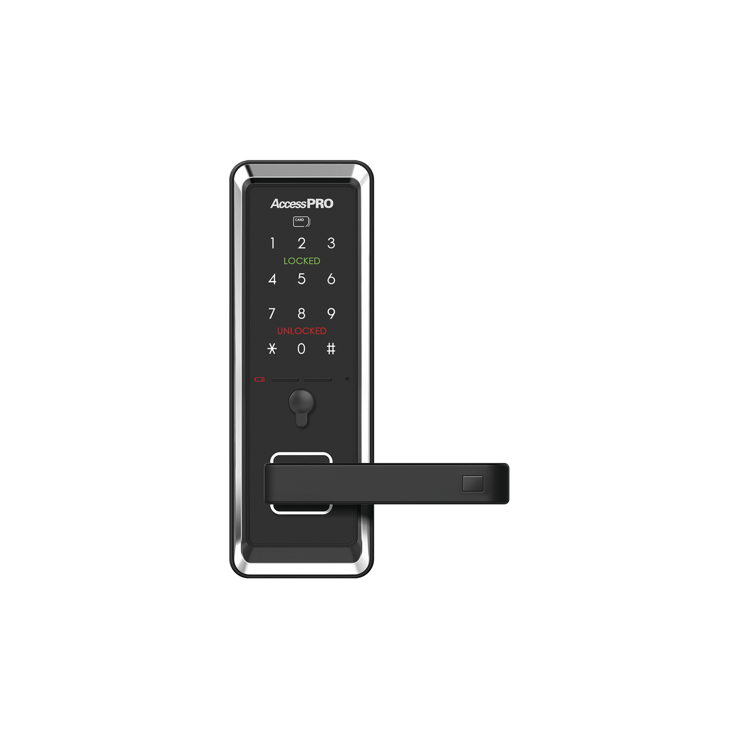 Cerradura inteligente con teclado Touch Screen, Apertura con tarjeta Mifare /ContraseÃ±a y Llave de emergencia de diseÃ±o compacto para puertas de perilla simple