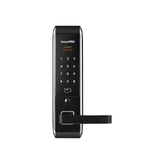 Cerradura inteligente para puertas con doble cerrojo/teclado Touch Screen, Apertura con tarjeta Mifare /Contraseña y Llave de emergencia