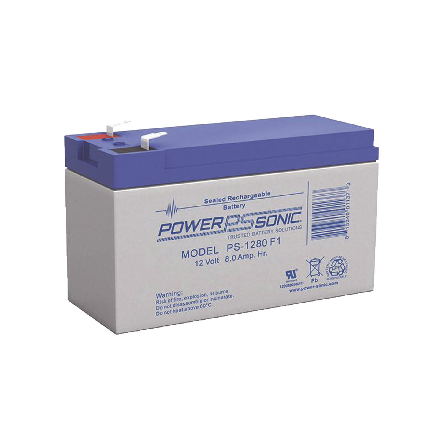 BaterÃ­a 12V, 8AH, Para Respaldo, TecnologÃ­as AGM/VRLA, 5 AÃ±os Vida Ãštil, Terminales F1, Reconocida UL