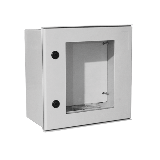 Gabinete de PoliÃ©ster IP65 Puerta Transparente, Uso en Intemperie (400 x 400 x 200 mm) con Placa Trasera Interior de PlÃ¡stico (Incluye Chapa y Llave).