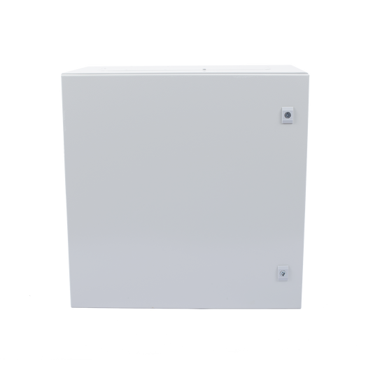 Gabinete de Acero IP66 Uso en Intemperie (600 x 600 x 300 mm) con Placa Trasera Interior MetÃ¡lica y Compuerta Inferior Atornillable (Incluye Chapa y Llave T).