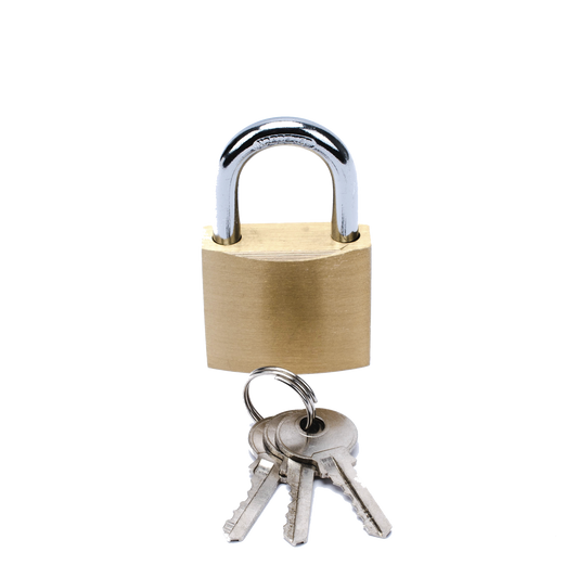 Candado de LatÃ³n Cuerpo 40 x 40 mm Con 3 Llaves. Diam. de Perno: 6.2 mm