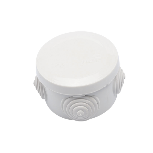 Caja DerivaciÃ³n-ConexiÃ³n de PlÃ¡stico Circular con 4 GlÃ¡ndulas de Goma (70 diÃ¡metro X 48 alto mm). Para Instalaciones Comerciales,  Residenciales e Industriales. Cerrado a PresiÃ³n.