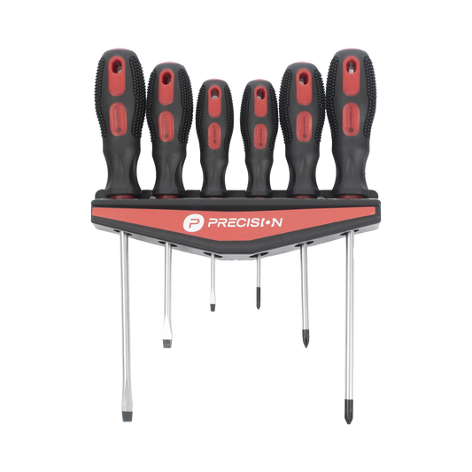 Juego de 6 desarmadores CrV con organizador y Mango Bicolor.