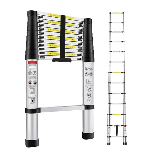 Escalera TelescÃ³pica de Aluminio de 3.8 Metros de Altura