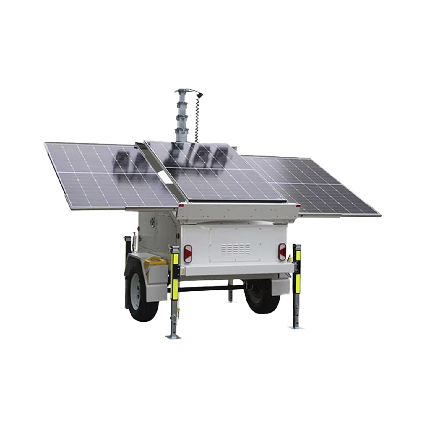 Traila con MÃ¡stil RetrÃ¡ctil de 7.5 m. para Videovigilancia o IluminaciÃ³n, con Bases para Instalar Paneles Solares y BaterÃ­as